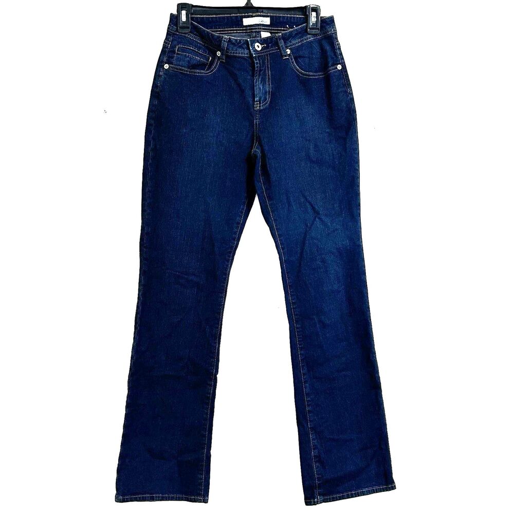 Chicos Platinum Jeans Size 4 Mid Rise Straight Blue Denim Jeans Casual Wester